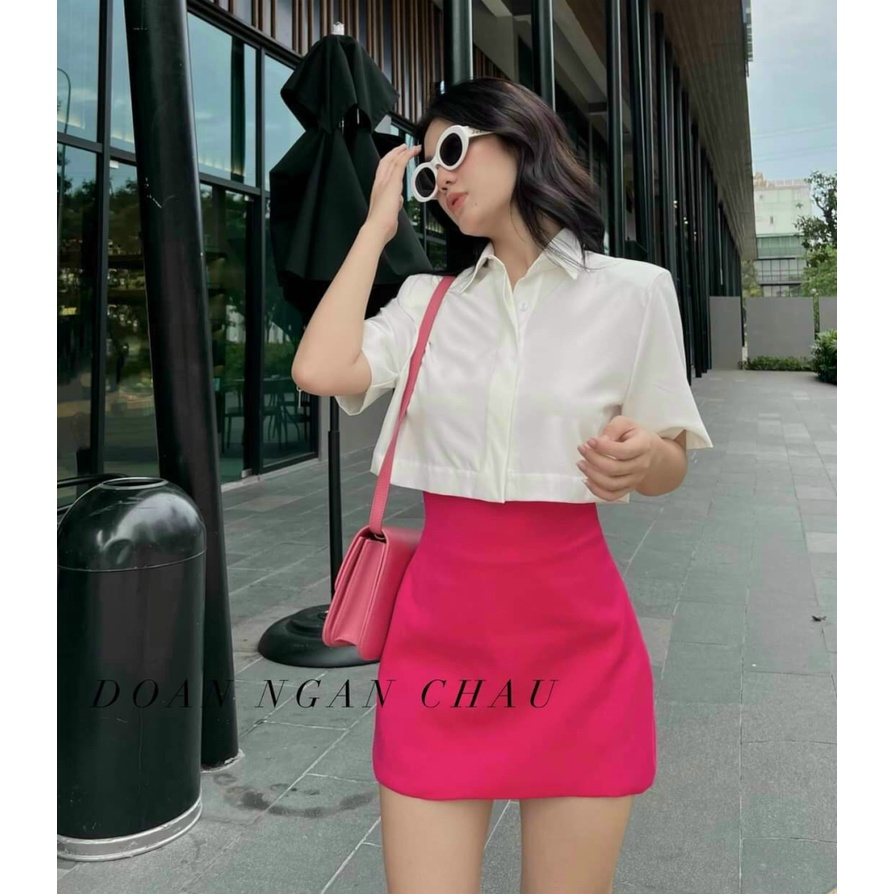 Sét Áo Sơ Mi Đũi Croptop Kèm Chân Váy (Có Lót) Chất Cotton Lạnh Mặc Đẹp Dáng Xinh [NEW UNISEX]