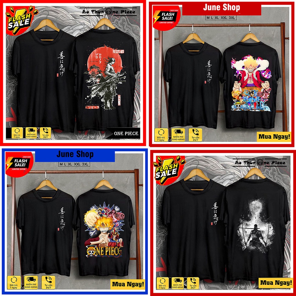 Áo thun One Piece - Áo Anime in hình Luffy Gear 5, Zoro siêu chất, mẫu mới