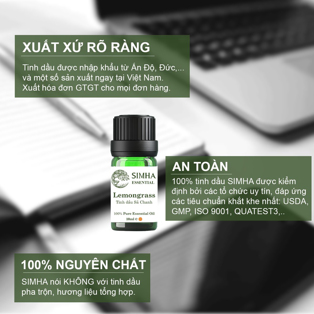 Tinh dầu Sả Chanh SIMHA kháng khuẩn, xông hơi loại 10ml