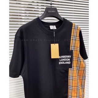 Áo thun phối kẻ BBR fom rông nam unisex