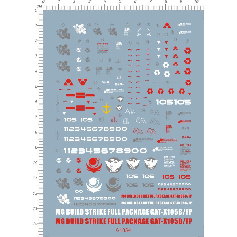 Decal dán mô hình MG RG HG Build Strike Gundam Full Package - water sticker