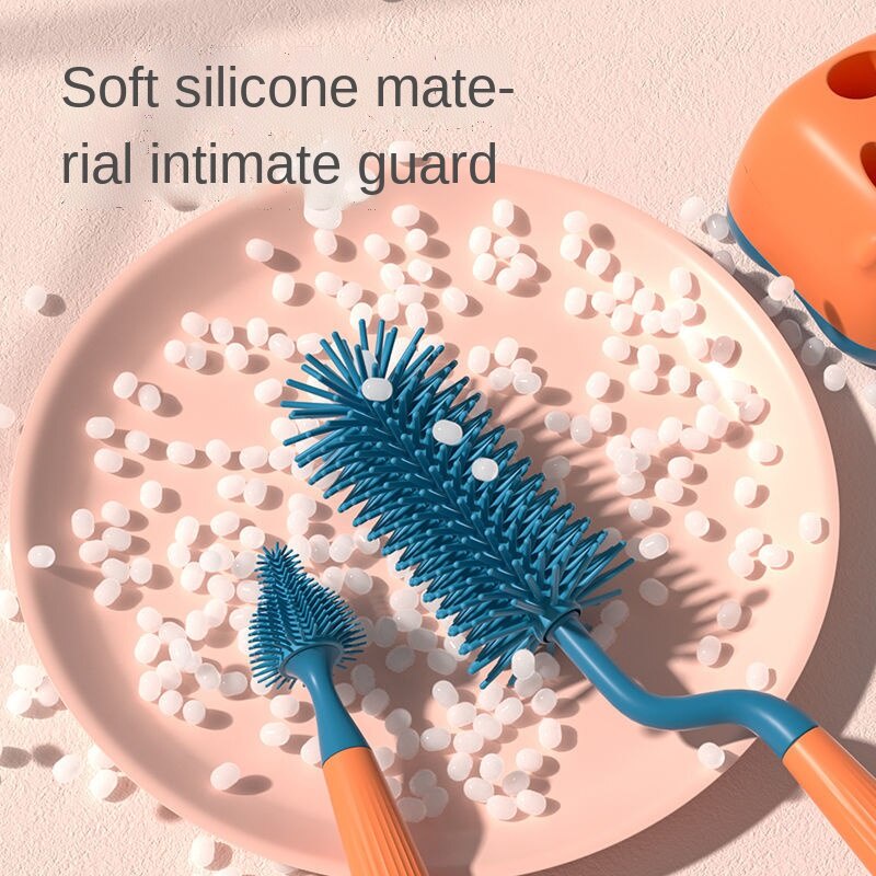 Cọ Vệ Sinh Bình Sữa Bằng Silicon Mềm Kèm Đế Đỡ Tiện Dụng Cho Bé
