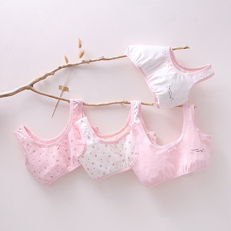 Áo lá học sinh cấp 2 cấp 3 combo 4 áo lót nữ học sinh Hàn Quốc cotton co giãn chất đẹp áo ngực từ 20-46kg NX37