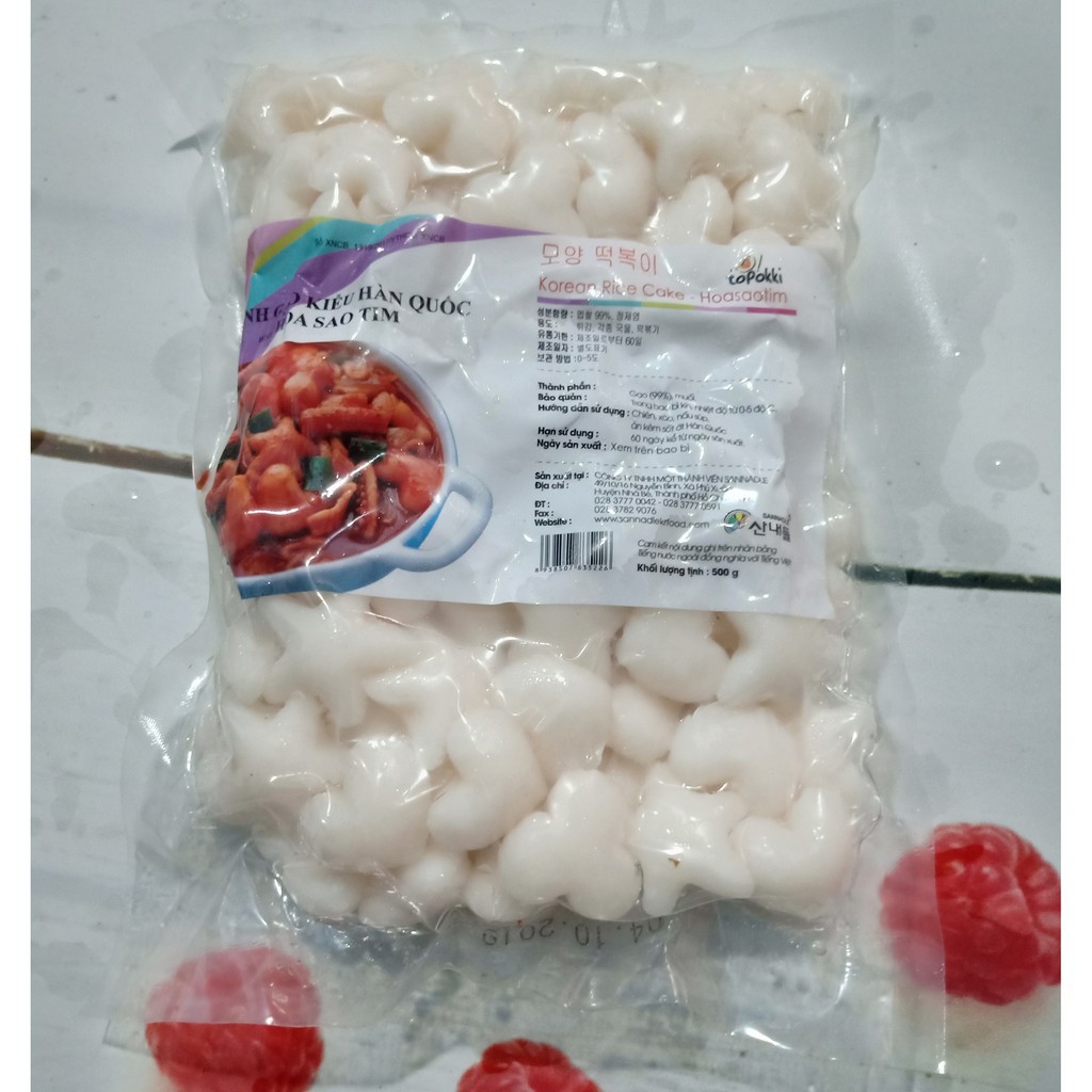 500g bánh gạo topokki hoa tim sao kèm 200g sốt Hàn Quốc