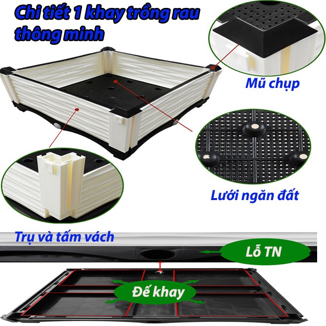 CHẬU GHÉP THÔNG MINH [50x100x23]Cm: [BH 2 năm: 1 đổi 1], Phù hợp mọi cây trồng và diện tích.