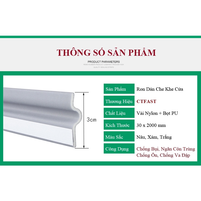 Ron dán che khe cửa ,chân cửa, khung cửa chống bụi, ngăn côn trùng, chống ồn, chống thoát nhiệt điều hòa, chống va đập c