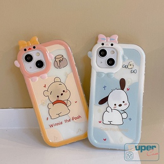 Ốp Điện Thoại Mềm Hình Gấu Pooh 3D Dễ Thương Cho IPhone 11 XR 6 6S 7 8 + 13 12 14 Pro MAX 14 + 11Pro MAX X XS MAX SE 2020