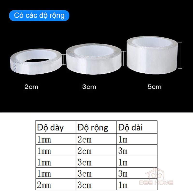 Băng Dính 2 Mặt Đa Năng Trong Suốt - Beehome- Băng dính 2 mặt trong suốt tiện lợi