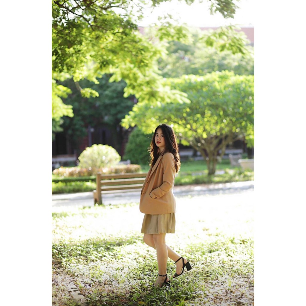 ÁO VEST NỮ-ÁO BLAZER DÁNG TRẺ KHOÁC NGOÀI 1 LỚP MÀU NÂU CÓ SIZE | BigBuy360 - bigbuy360.vn