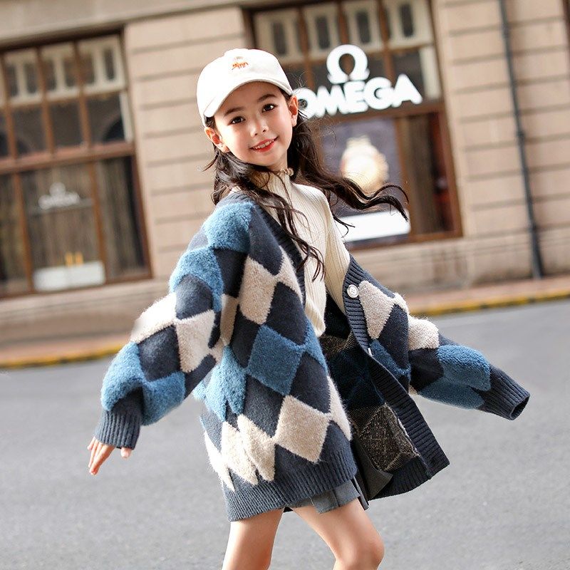 Áo sweater dệt kim giữ ấm thời trang mùa đông dành cho bé gái