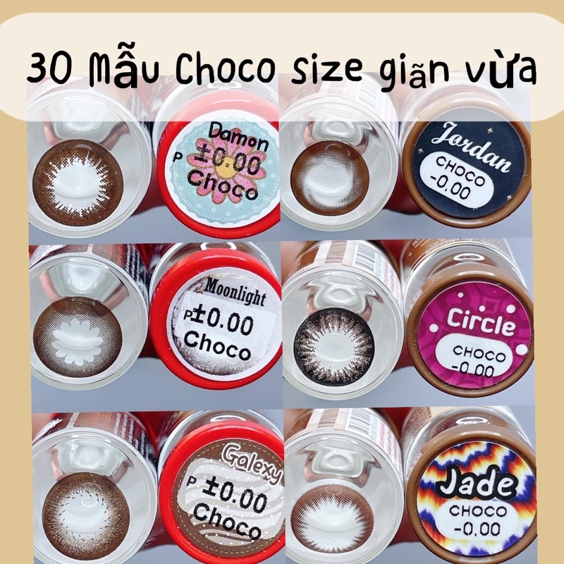 30 mẫu lens Choco nâu socola HOT size giãn vừa_Không độ