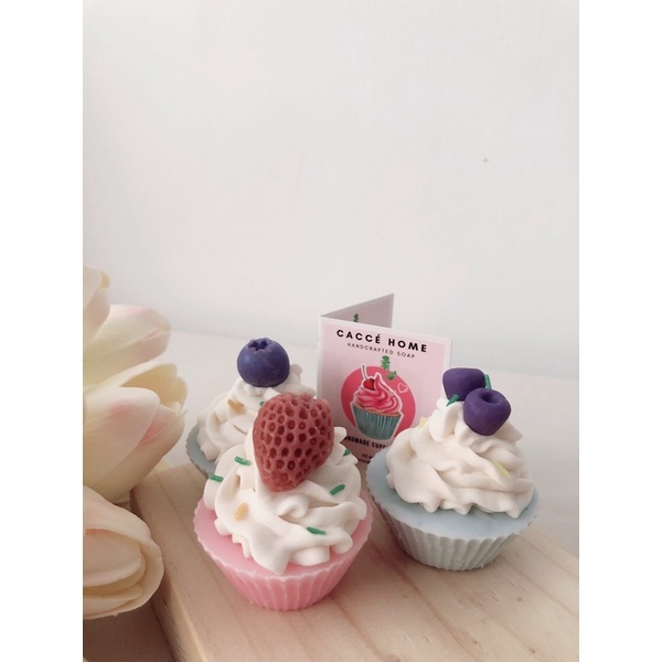 Xà phòng bánh cupcake thủ công thiên nhiên thích hợp làm quà tặng, xà phòng du lịch xinh xắn hương thơm (Cupcake soap)