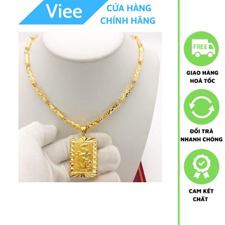 Dây Chuyền Nam Đốt Trúc Mặt Thẻ Rồng Mạ Vàng 24K HÀN QUỐC