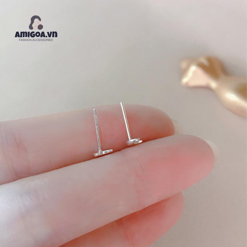 ✨✨1 đôi khuyên tai bạc S925 hình mặt trăng ngôi sao đơn giản không dị ứng cho học sinh