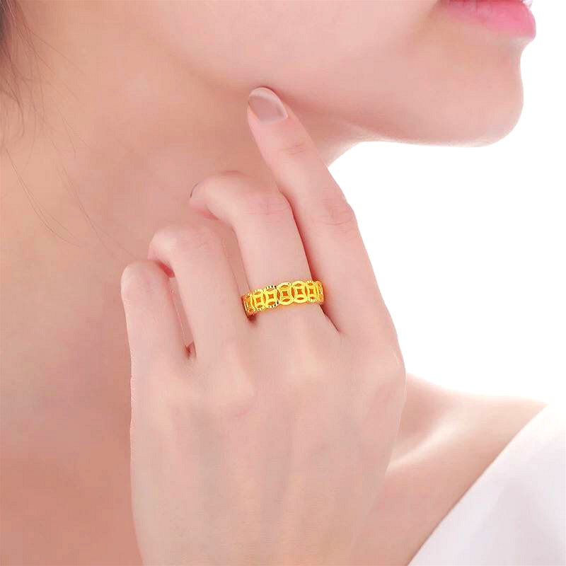 Nhẫn kim tiền phát tài phát lộc dành cho nam nữ mạ vàng 24k