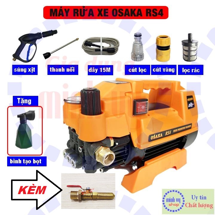 Máy rửa xe chỉnh áp Osaka RS4(Zukui)-2800w lõi đồng TẶNG KÈM BÉC RỬA MÁY LẠNH