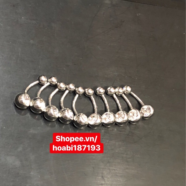 Sét 10 khuyên rốn đá basic trắng