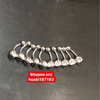 Sét 10 khuyên rốn đá basic trắng