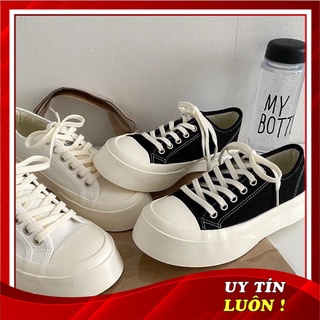 (Mới về) Giày sneaker nữ ulzzang giày thể thao đế cao dáng bánh mỳ hai màu đen trắng
