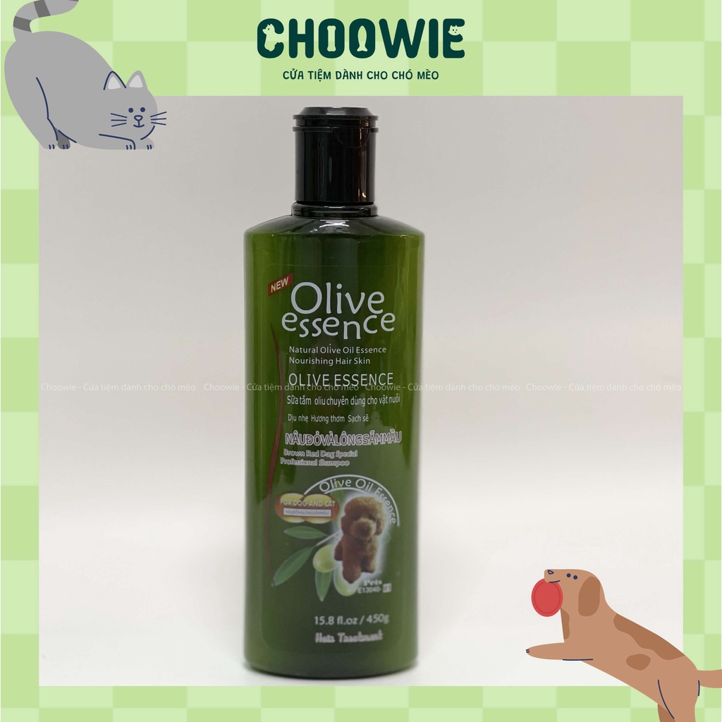 Sữa tắm chó mèo Olive Essence 450 ml - An toàn và nhiều công dụng - Choowie Pet Shop
