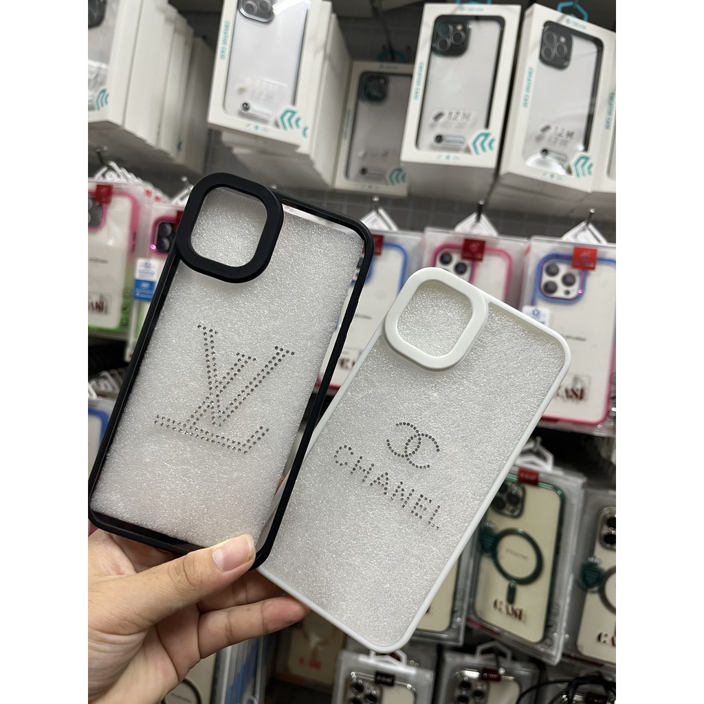 Ốp lưng VIỀN VUÔNG trong gắn đá họa tiết viền màu siêu đẹp iPhone X XS 11 12 13 PRO MAX camera gờ cao