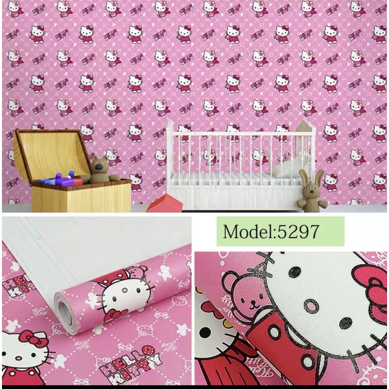 Giấy dán tường công chúa hồng keo sẵn khổ rộng 45cm dài 10 mét