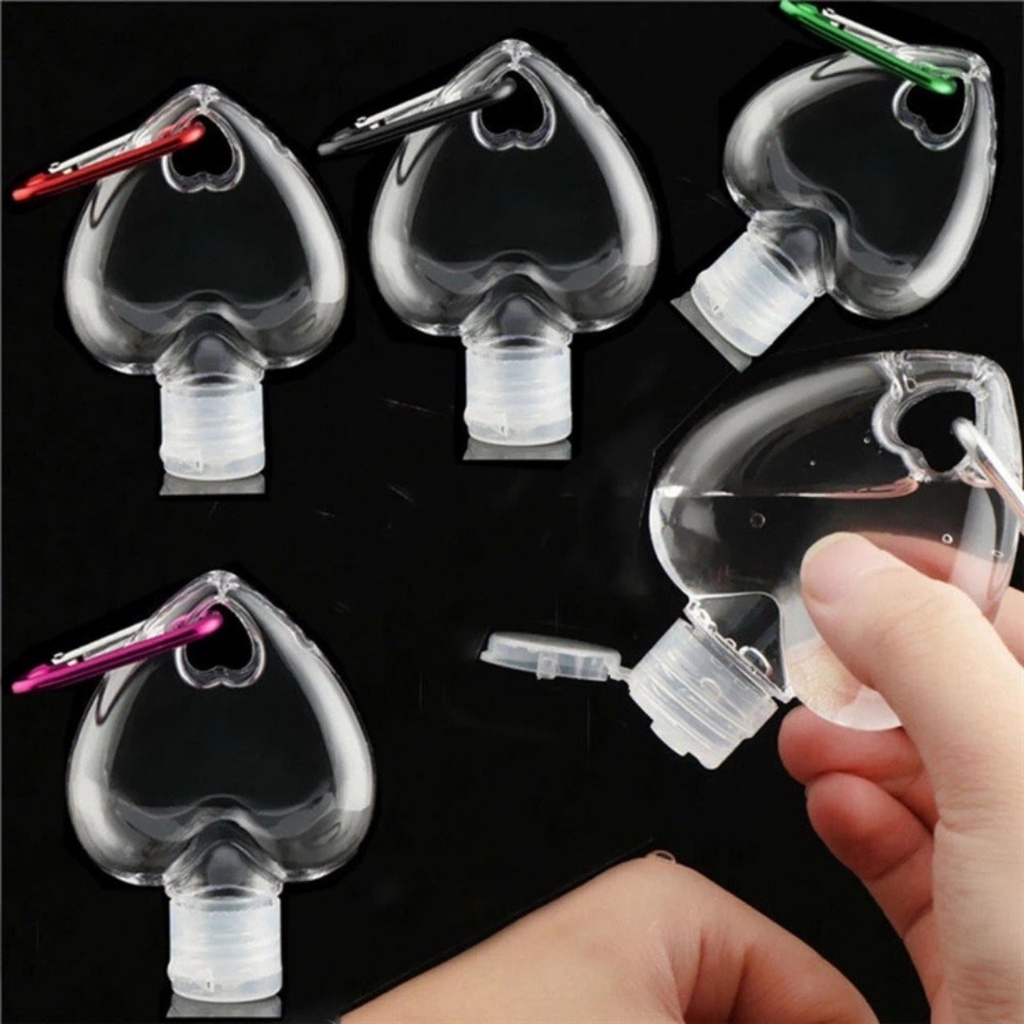 Bình Đựng Nước Rửa Tay/Mỹ Phẩm Hình Trái Tim Kèm Móc Khóa Sử Dụng Khi Đi Du Lịch CCC33