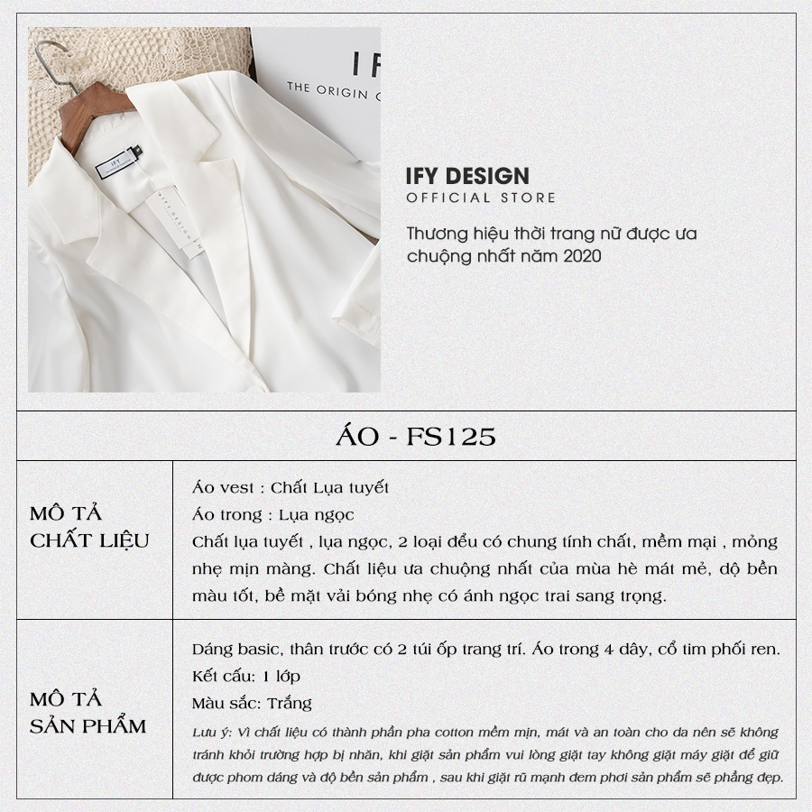 Set vest nữ | Áo vest nữ, Quần short màu trắng IFY Design FS125