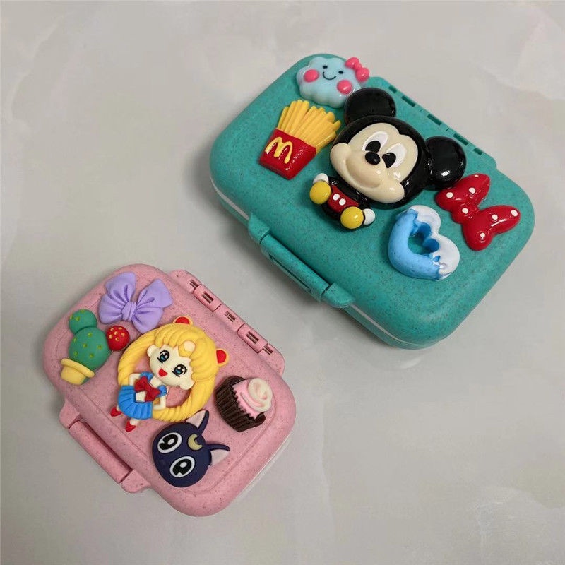 Hộp Đựng Thuốc Mini Chống Ẩm Họa Tiết Hoạt Hình Dễ Thương