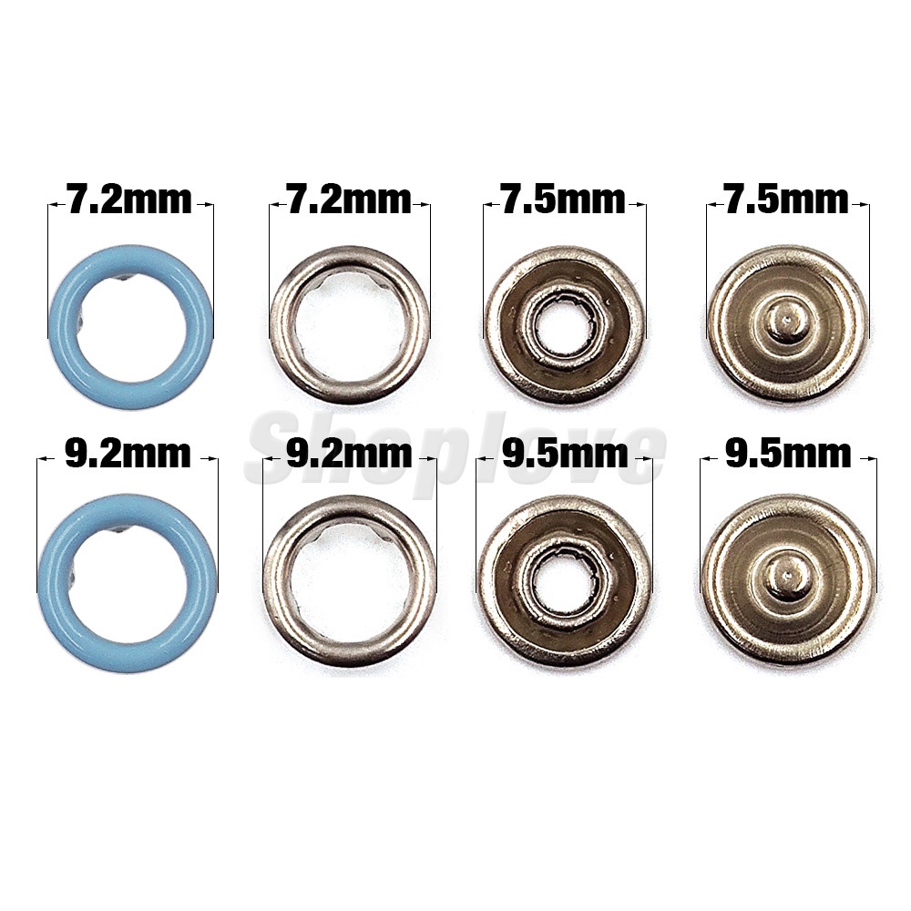 Set 50 Nút Bấm Kim Loại 7.5mm / 9.5mm Chuyên Dụng Cho May Vá