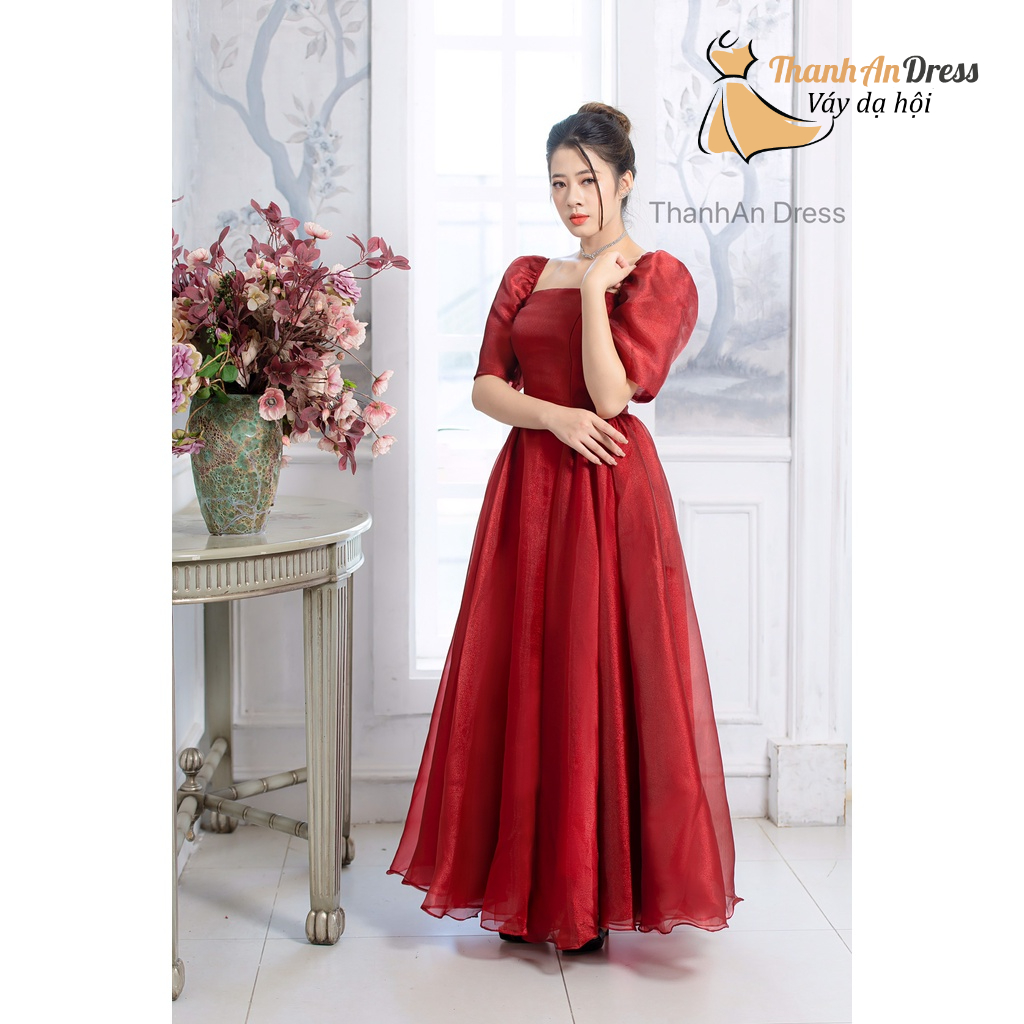 Đầm cô dâu, dạ tiêc, váy form dáng xòe tay bồng