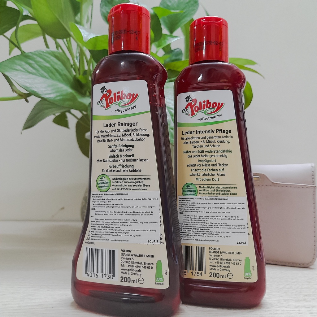 Làm Sạch Đồ Da Poliboy Vệ Sinh Giày Da, Túi Da, Làm Mới Ghế Da Ô Tô, Sofa Da 200ml Tomlige Kèm Quà Tặng