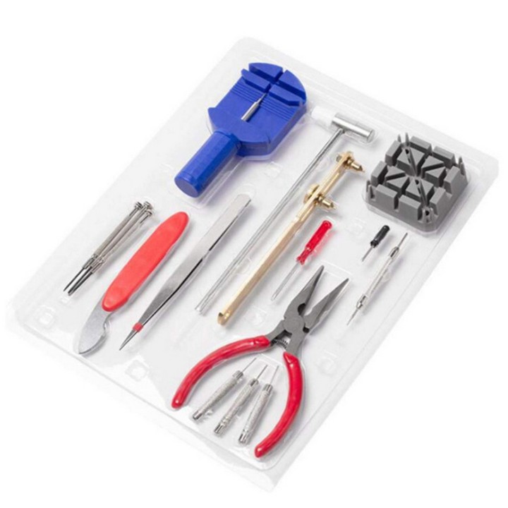 Bộ Phụ Kiện Dụng Cụ Sửa Chữa Đồng Hồ 16 Món + 1 Cắt Mắt Kim Loại Nại Gỡ Mắc Tháo Dây, Cạy Mở Nắp Thay Pin Chuyên Dụng Rẻ