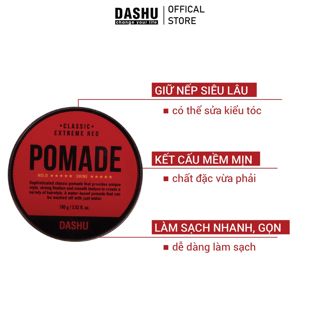 Pomade tạo kiểu Dashu Classic Renewal Extreme Red Pomade 100g