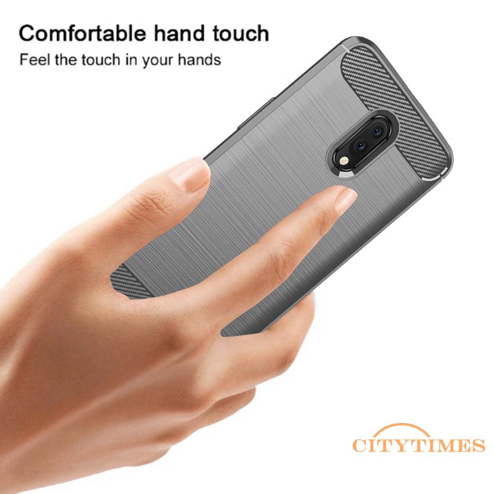 Ốp điện thoại TPU phối sợi cacbon mềm sành điệu cho OnePlus 7