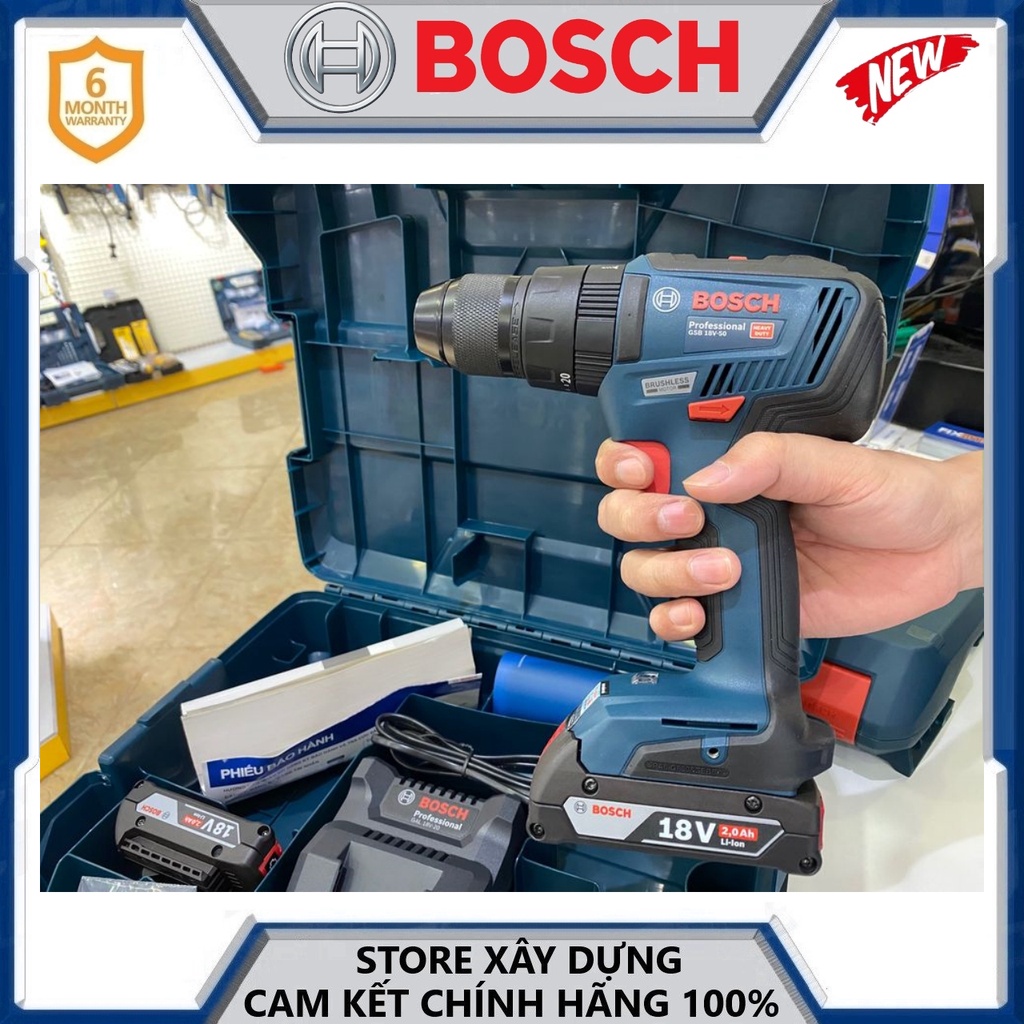 MÁY KHOAN VẶN VÍT ĐỘNG LỰC DÙNG PIN 18V BOSCH GSB 18V-50-HÀNG CHÍNH HÃNG