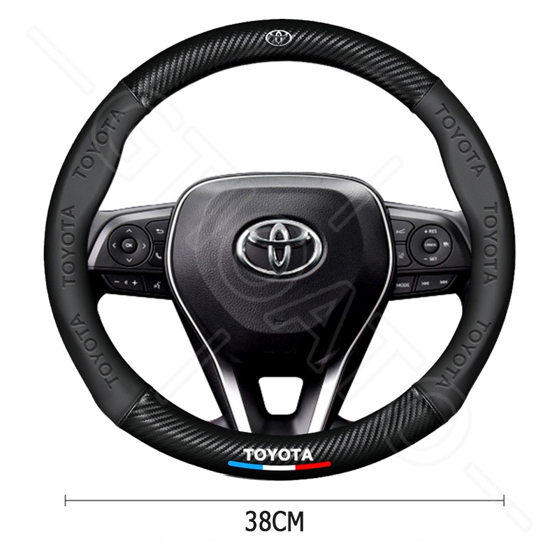 GTIOATO Bọc Vô Lăng Ô Tô BọC Vô LăNg Da BọC Vô LăNg Cacbon BọC Vô LăNg Oto Vô LăNg Xe Ô Tô Trang Trí NộI ThấT Ô Tô Phụ KiệN Xe HơI Cho Toyota Raize Corolla Cross Vios Veloz Innova Camry Hilux Yaris Fortuner Wigo Altis RAV4 Avanza