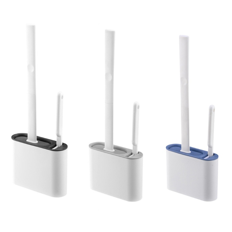 Bàn Chải Vệ Sinh Toilet Bằng Silicon TPR Lông Mềm Kèm Hộp Đựng