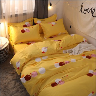 [ GIÁ HỦY DIỆT ] SET VỎ CHĂN - GA - GỐI COTTON PHA , dùng được 4 mùa , trải được 2 kiểu - lợn vàng