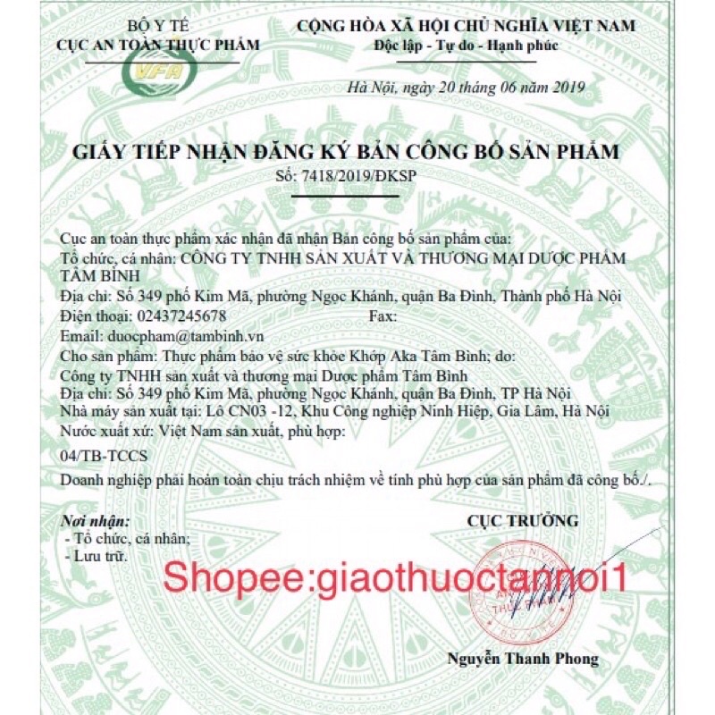 viên khớp ak aka tâm bình (bổ khớp, duy trì tái tạo sụn khớp, tăng tiết dịch khớp, giảm đau vai gáy, thoái hoá khớp…