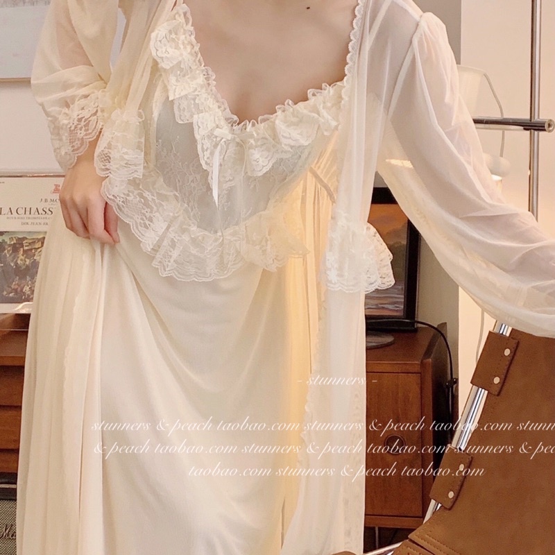 Đồ Ngủ Style Tiểu Thư- Đầm Ngủ Voan Kèm Áo Choàng Quyến Rũ Sexy Quảng Châu