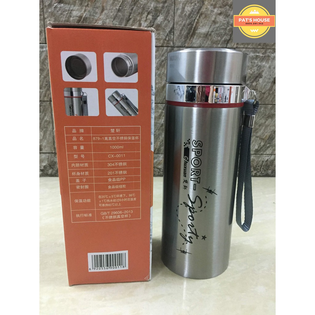 ❤️[FREESHIP] Bình giữ nhiệt inox cao cấp giữ nhiệt hơn 10h 1000ml kèm túi đựng tiện dụng đẹp mắt❤️