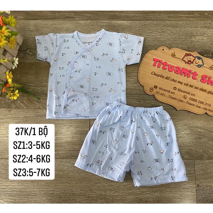 Bộ Cộc Lelekids Cúc Chéo Cotton Họa Tiết, Bộ Cộc Cotton Cúc Chéo Cho Bé trai, bé gái