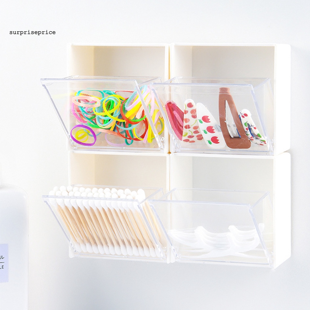 SPA Stylish Cable Holder Transparent Wall Hanging Semi-clamshell Multi-purpose Storage Box Sturdy for Storing Cotton Swabs