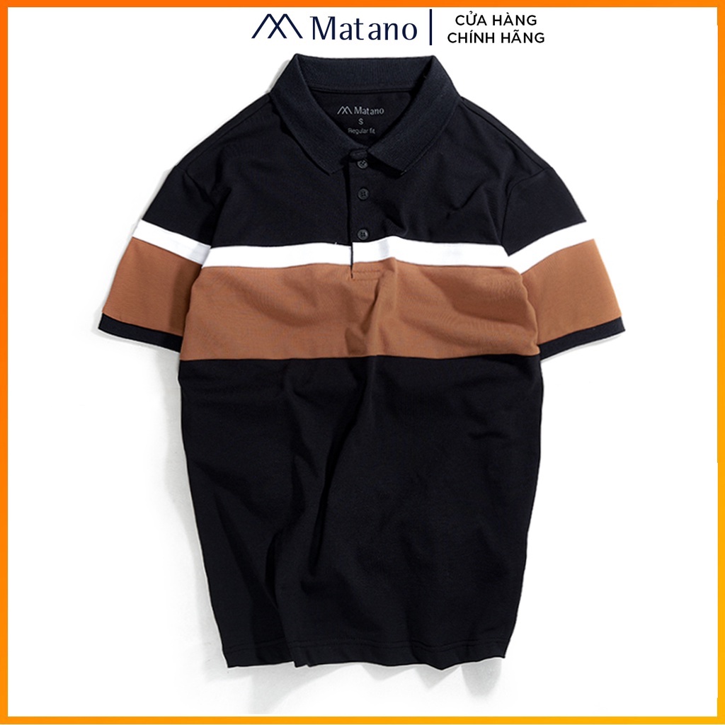 Áo polo nam đẹp MATANO - Áo thun polo nam có cổ trụ bẻ, vải cá sấu cotton cao cấp 2 màu trắng đen phối kẻ ngang 033