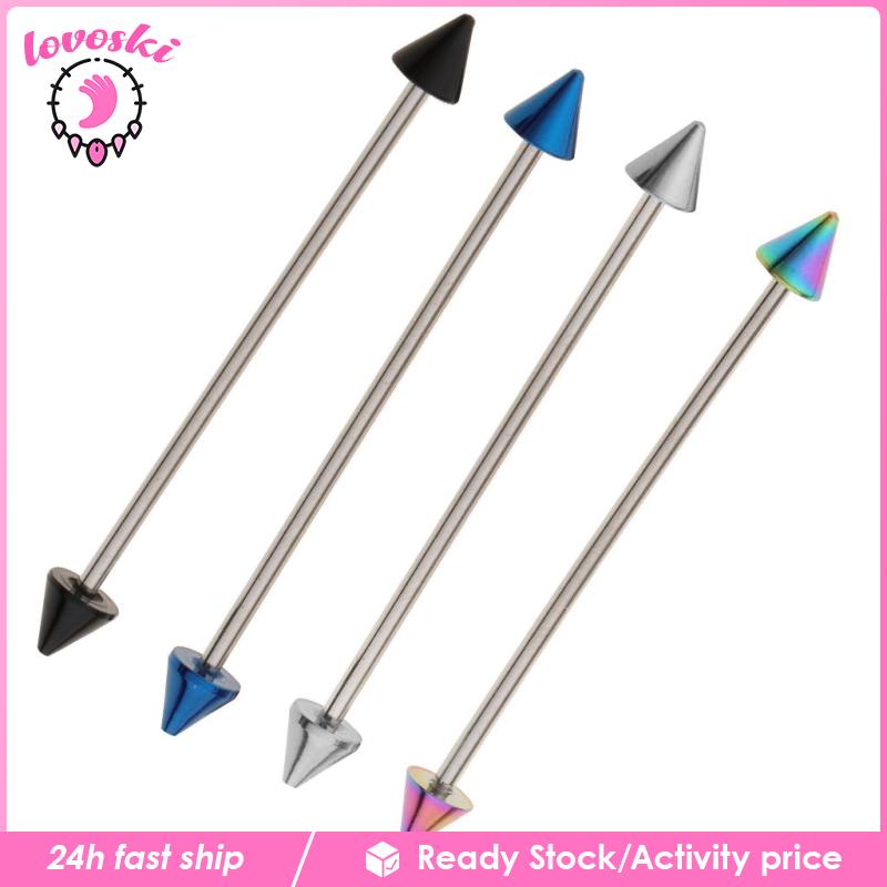 [Lovoski] Set 4 Khuyên Tai Đinh Tán Hình Mũi Tên 14G Thanh Tạ Công Nghiệp 47mm