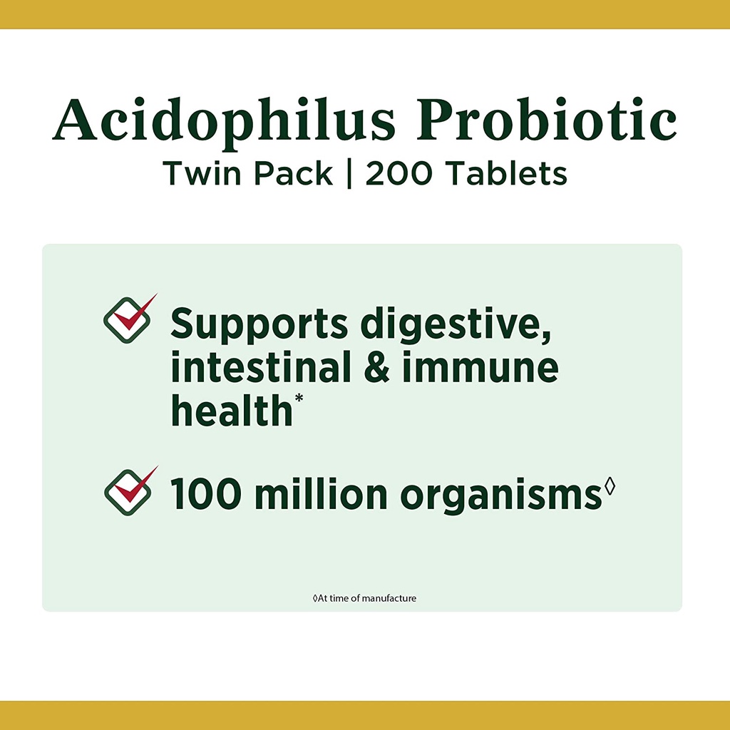 Nature's Bounty Acidophilus Probiotic 100 viên hỗ trợ hệ tiêu hoá