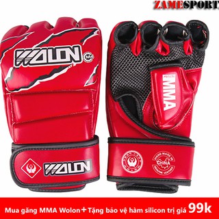 Găng Võ Thuật MMA Wolon Đỏ tặng bảo vệ hàm silicon 99K
