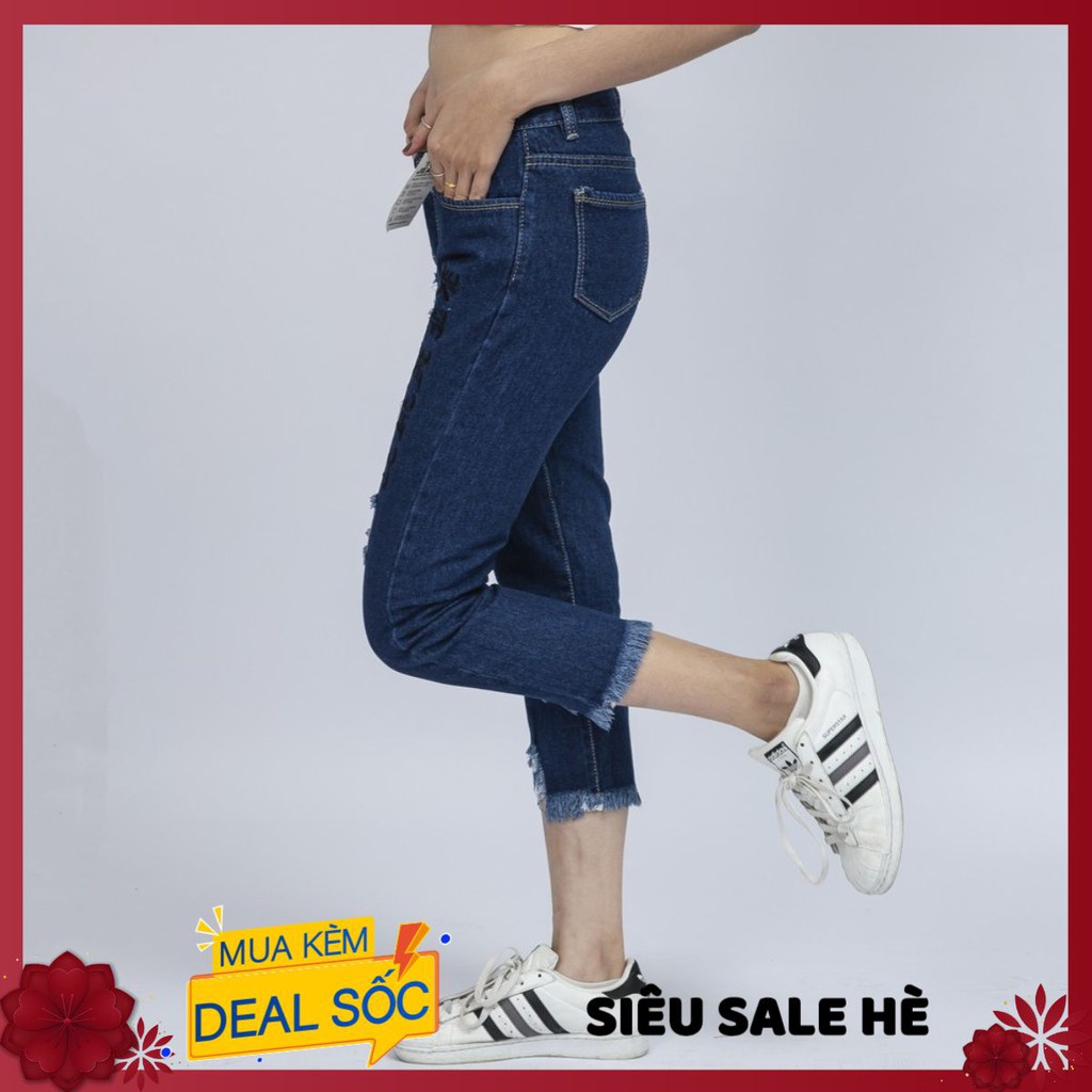 Quần Jean Nữ Begy Chữ Thái Chân Tua Màu Đậm Co Giãn Thời Trang Cao Cấp Giãn QR07. BAHAI_SHOP10 | BigBuy360 - bigbuy360.vn