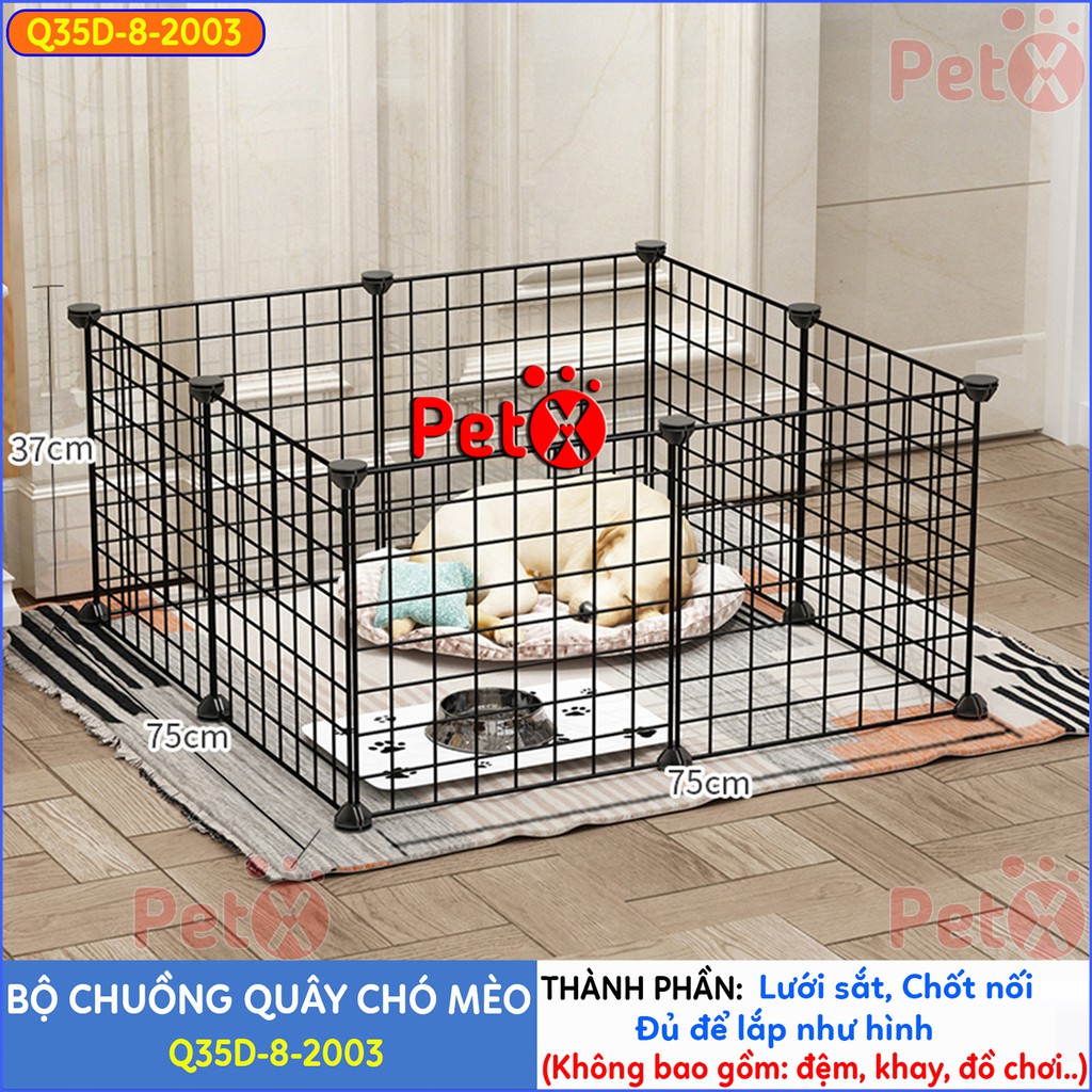 [Mã PET50K giảm Giảm 10% - Tối đa 50K đơn từ 250K] Quây chuồng lắp ghép cho chó, mèo 8 tấm ghép (lưới thép, tấm nhựa)